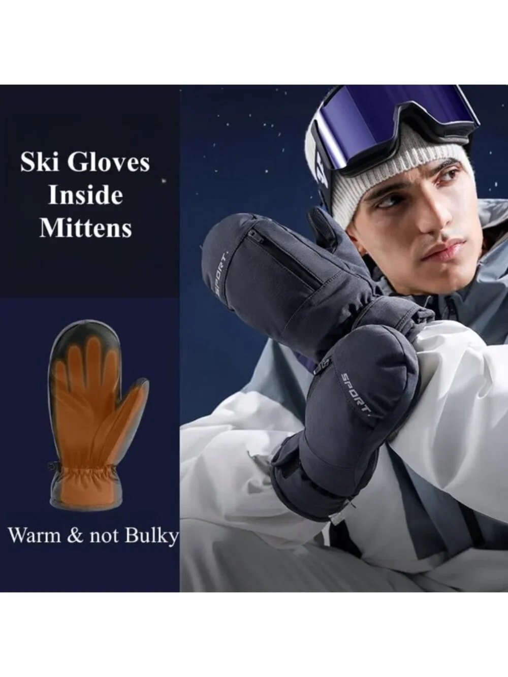 Waterproof Ski Mittens & Gloves for Women, Men & Youth - Winter Cold Weather
